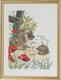 click here to view larger image of Hedgehog & Poppies (counted cross stitch kit)