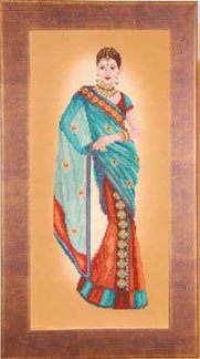 Indian Lady in Blue Sari