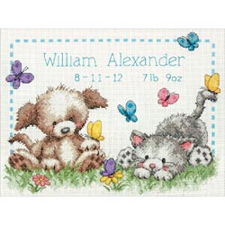 click here to view larger image of Pet Friends Baby Birth Record (counted cross stitch kit)