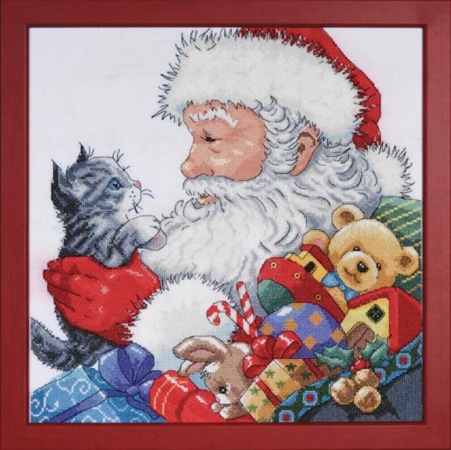 click here to view larger image of Santa With Kitten (counted cross stitch kit)