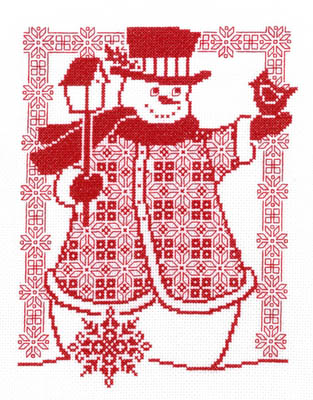 click here to view larger image of Redwork Snowman (chart)