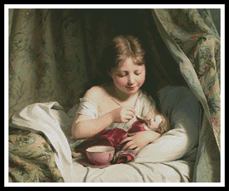 click here to view larger image of Girl Feeding her Doll  (Fritz Zuber-Buhler) (chart)