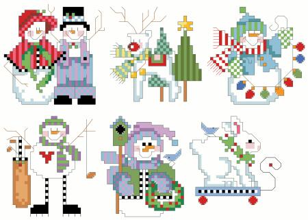 click here to view larger image of Checkered Ornaments Set 3 (chart)