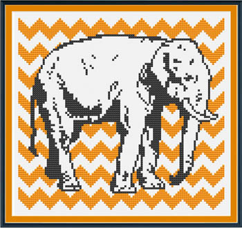 Elephant With Orange Chevron