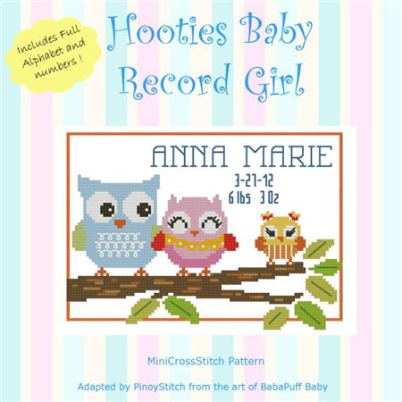 click here to view larger image of Hooties Baby Record - Girl (chart)