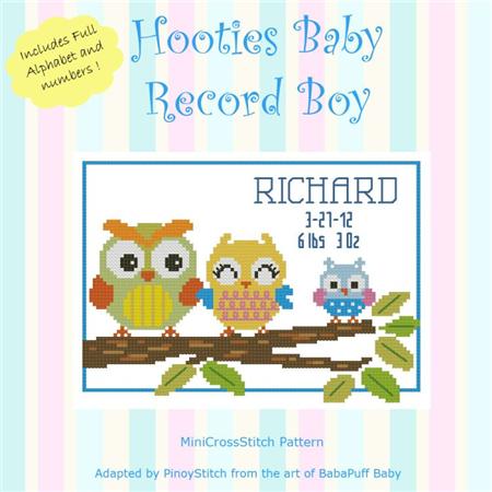 click here to view larger image of Hooties Baby Record - Boy (chart)