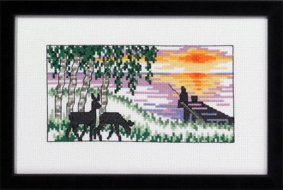 click here to view larger image of Deer & Fisherman (counted cross stitch kit)