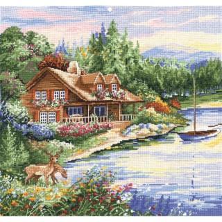click here to view larger image of Lakeside Cabin (counted cross stitch kit)