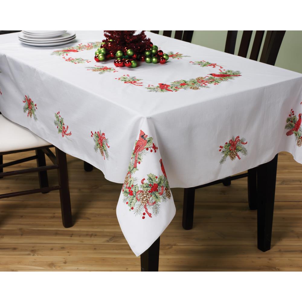Cardinals Stampled Tablecloth 52 x 70