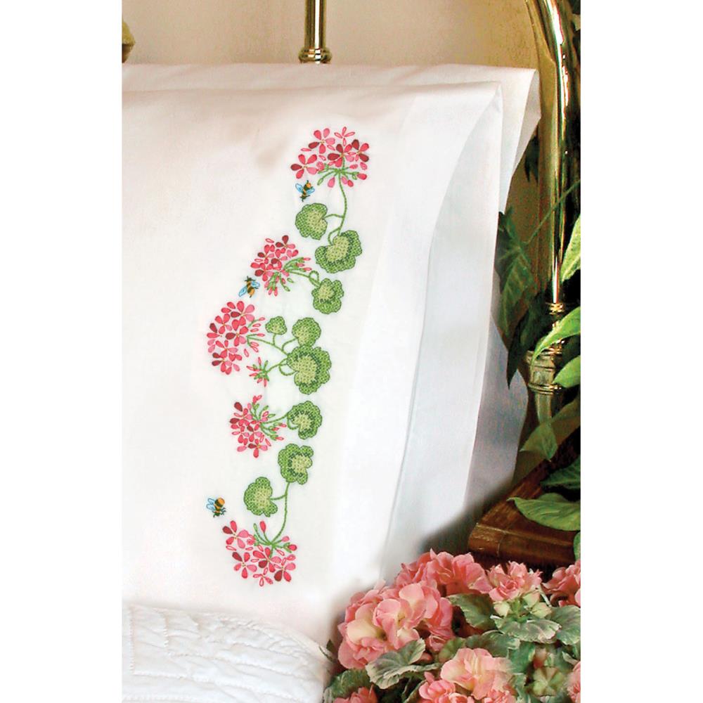 Summer Geraniums Pillowcase Pair