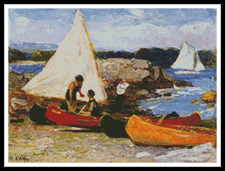 Canoes and Sailboats  (Edward Potthast)