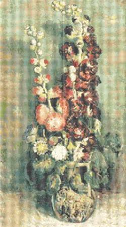 Vase with Hollyhocks (Vincent Van Gogh)