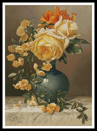 click here to view larger image of Yellow Roses in a Vase  (William Duffield) (chart)