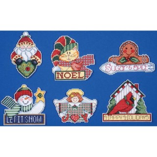 click here to view larger image of Signs of Christmas Ornaments - Set of 6 (counted cross stitch kit)