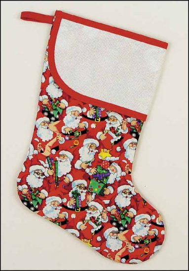 Large Red Santa's Workshop Stocking with Trim