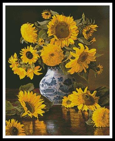Sunflowers in a Blue and White Vase  (Christopher Pierce)