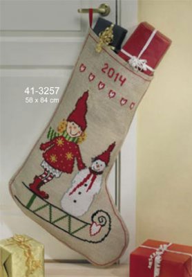 click here to view larger image of Pixie Snowman Stocking (large) (counted cross stitch kit)