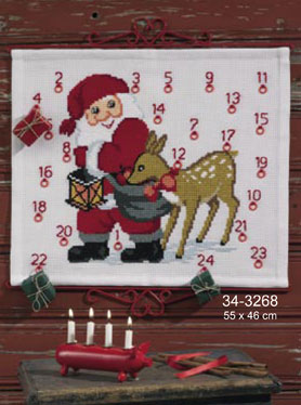 click here to view larger image of Santa with Deer (counted cross stitch kit)