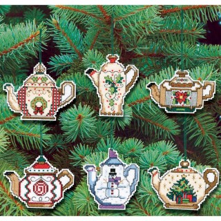 Christmas Teapot Ornaments -  Set of 6