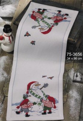 click here to view larger image of Build A Snowman Table Runner (counted cross stitch kit)