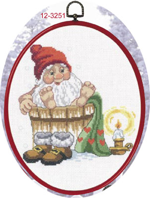 click here to view larger image of Elf In Shower (counted cross stitch kit)