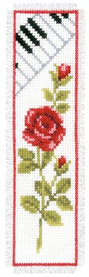 click here to view larger image of Rose with Piano Bookmark (counted cross stitch kit)
