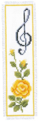 click here to view larger image of Rose with Treble Cleff bookmark (counted cross stitch kit)