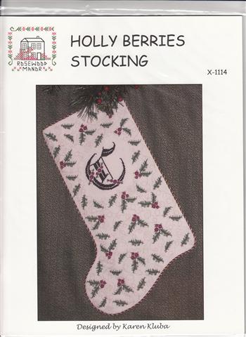 Holly Berries Stocking - Rosewood Manor Designs