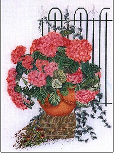 Rose Hydrangea With Fence 