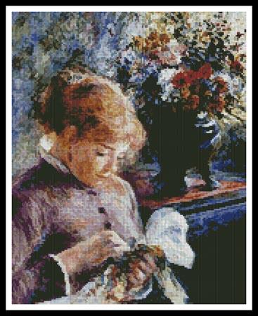 Lady Sewing  (Pierre Auguste Renoir)