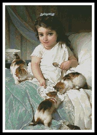 click here to view larger image of Kittens and Girl  (Emile Munier) (chart)