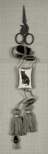 click here to view larger image of Black Cat Scissors Fob (counted cross stitch kit)