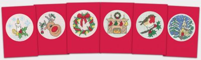 Set of 6 Red Christmas Cards by Michaela Learner & Susan Ryder