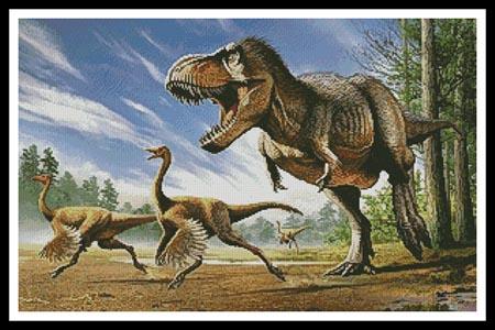 TRex Attacking Struthiomimus Dinosaurs