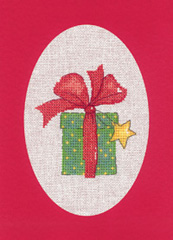click here to view larger image of Gift - Red - Christmas Cards by Sue Hill (counted cross stitch kit)