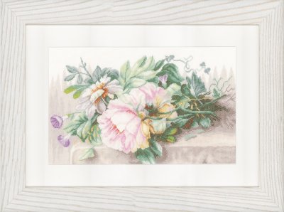 click here to view larger image of Peonies and Morning Glory (counted cross stitch kit)
