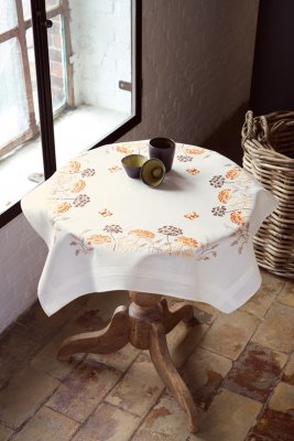 Orange Grasses and Butterflies Tablecloth