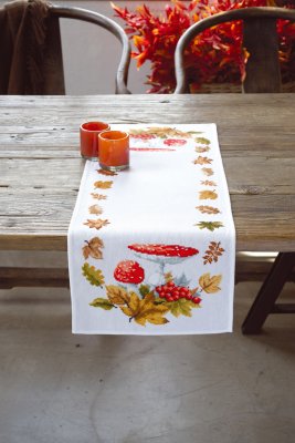 Toadstools and Leaves Table Runner
