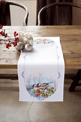 click here to view larger image of Tits on a Branch Table Runner (counted cross stitch kit)