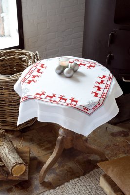 Red Reindeers Tablecloth