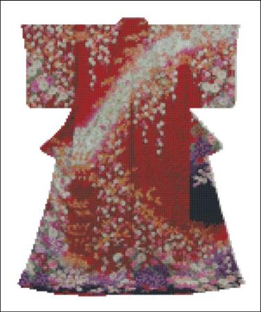 Kimono 001 - Red Floral Burst