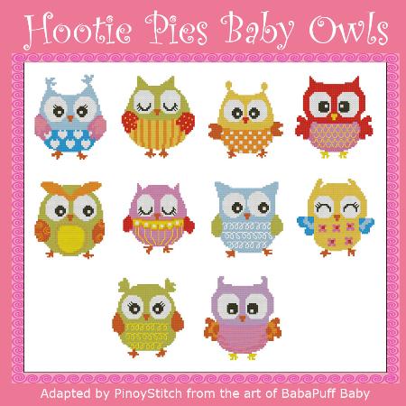 click here to view larger image of Hootie Pies Baby Owls Mini Collection (chart)