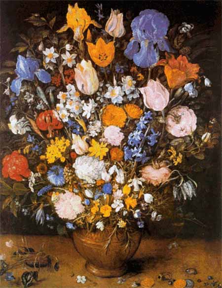 Bouquet of Flowers in a Clay Vase
