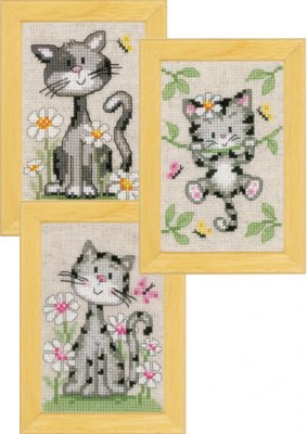 Cats and Flowers Miniatures (Set of 3)