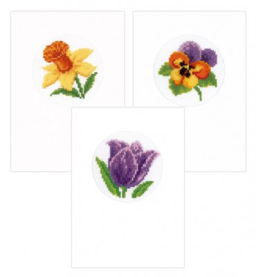 Daffodil-Tulip-Pansy Greeting Cards (set of 3)