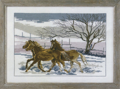 click here to view larger image of Three Horses Running (counted cross stitch kit)