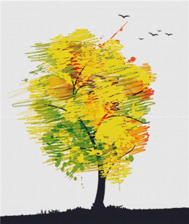 Autumn Tree and Birds
