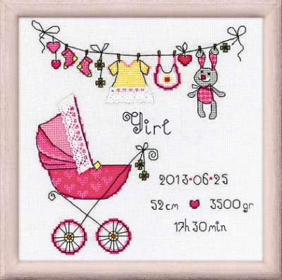 click here to view larger image of It's A Girl (counted cross stitch kit)