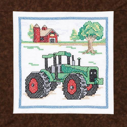 Tractor Quilt Blocks Stamped Cross Stitch