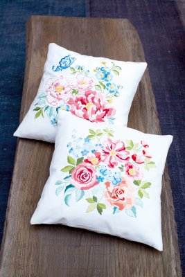 click here to view larger image of Flower Bouquet II Pillow (Back) - embroidery (top left) (counted cross stitch kit)